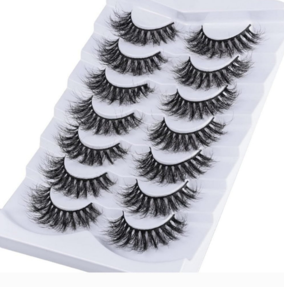 5 x False Eyelashes Cat Eye Lashes Faux Mink 8D Fluffy Wispy 7 Pairs